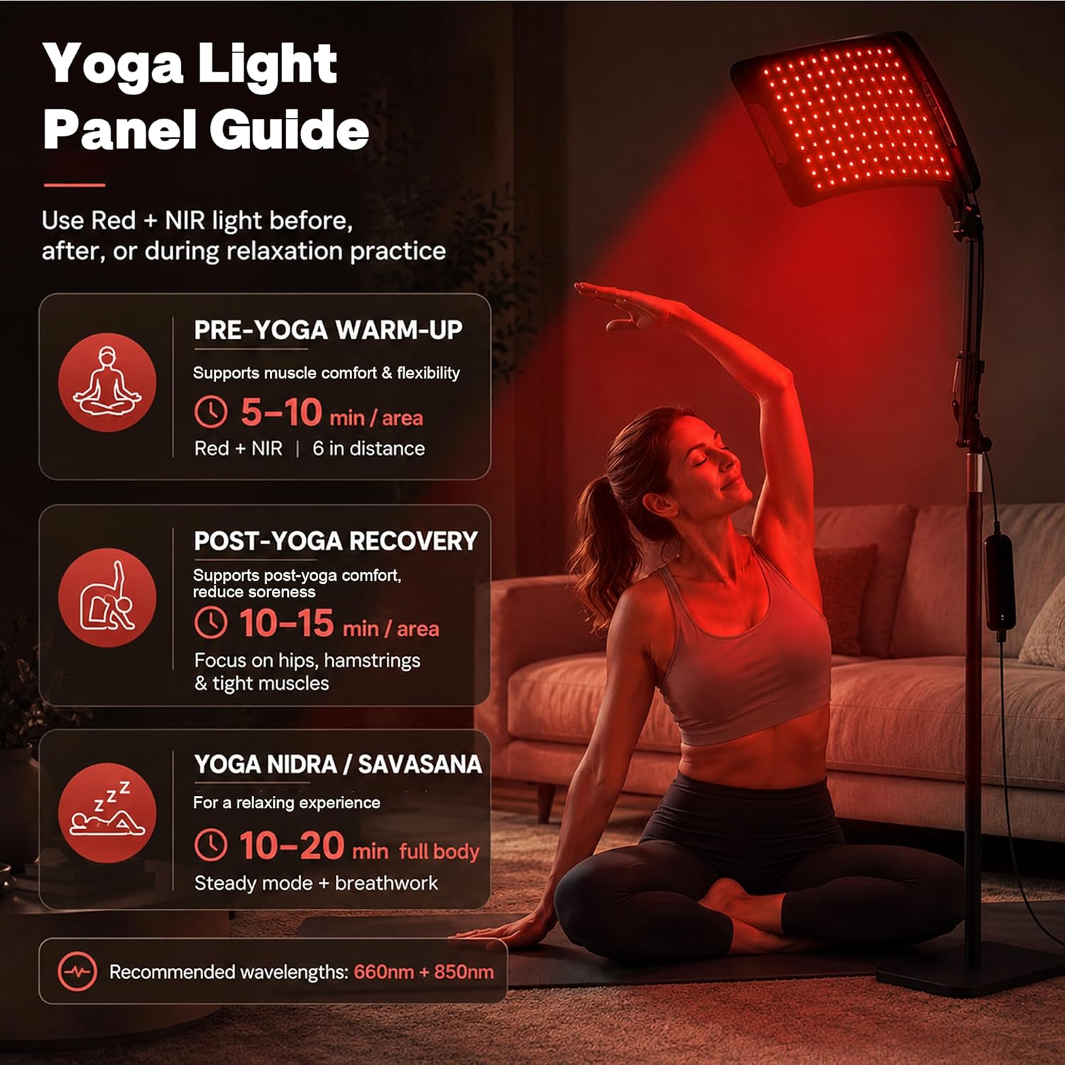 PANEL DE TERAPIA DE LUZ ROJA LEDINO 204 LEDS 660NM 850NM 940NM CON SOPORTE AJUSTABLE - 4