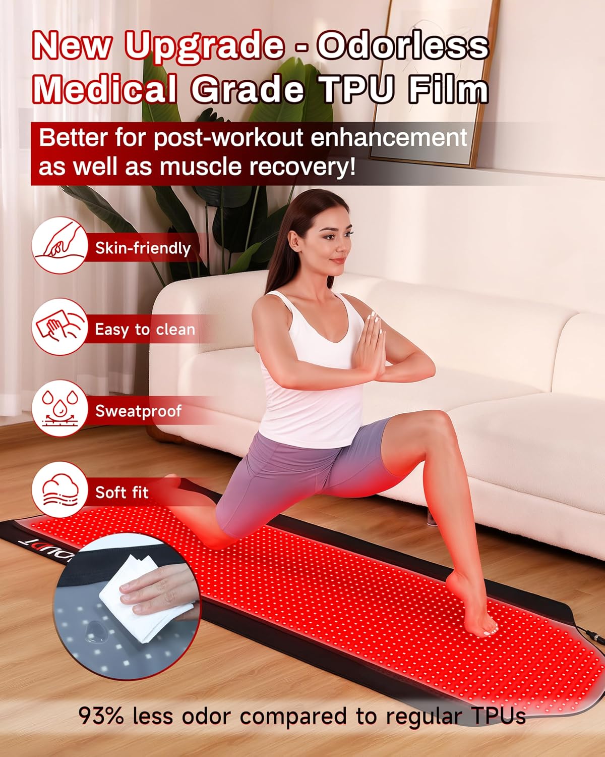 ALMOHADILLA TERAPÉUTICA KAOUDT 72X33 PULGADAS TPU PARA TERAPIA DE LUZ ROJA CUERPO COMPLETO - 4