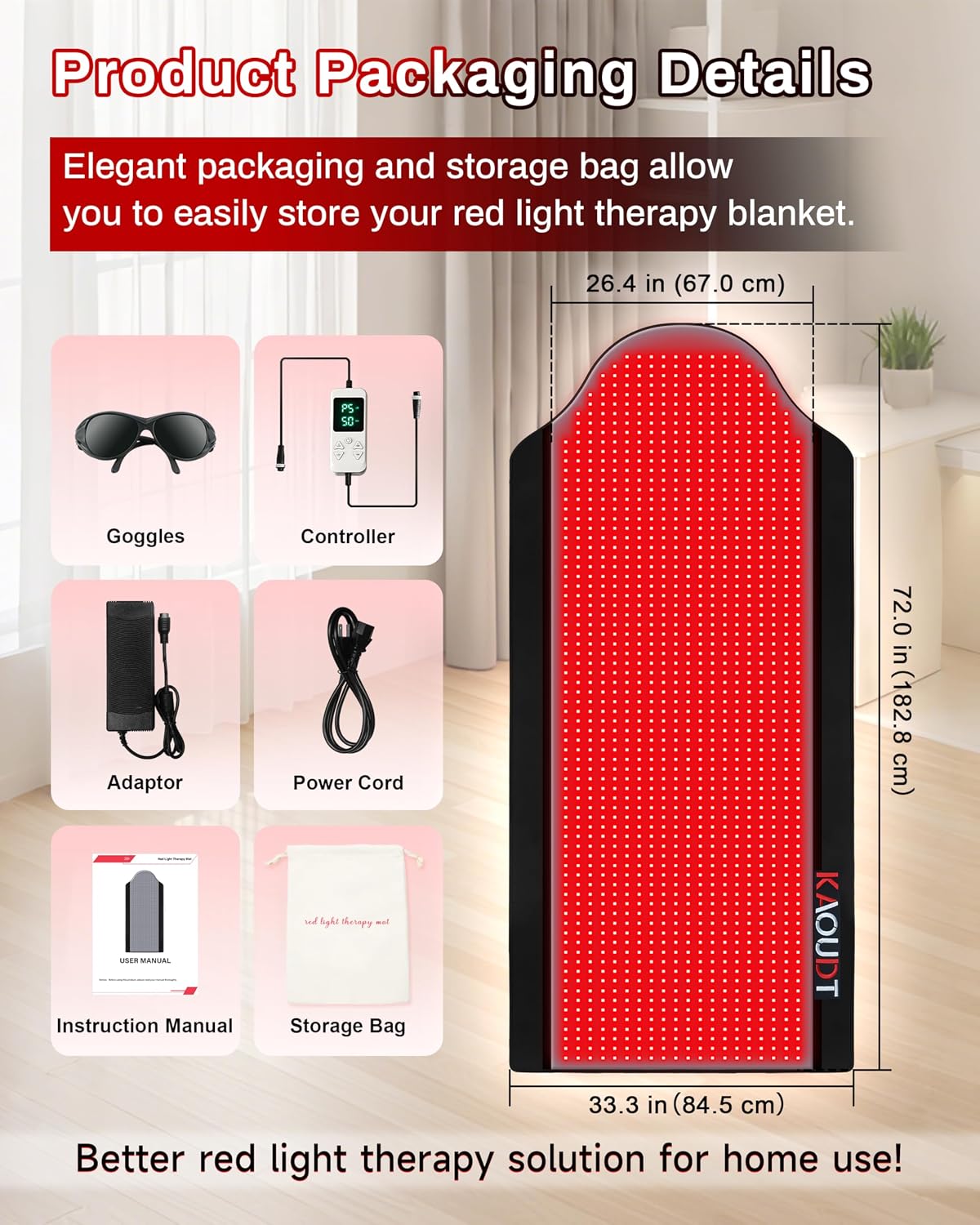 ALMOHADILLA TERAPÉUTICA KAOUDT 72X33 PULGADAS TPU PARA TERAPIA DE LUZ ROJA CUERPO COMPLETO - 5
