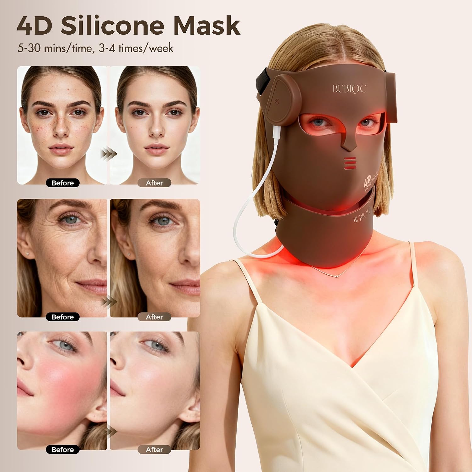 ALMOHADILLA TERAPÉUTICA HGYYGACN MÁSCARA DE LUZ ROJA PARA ROSTRO Y CUELLO - 5