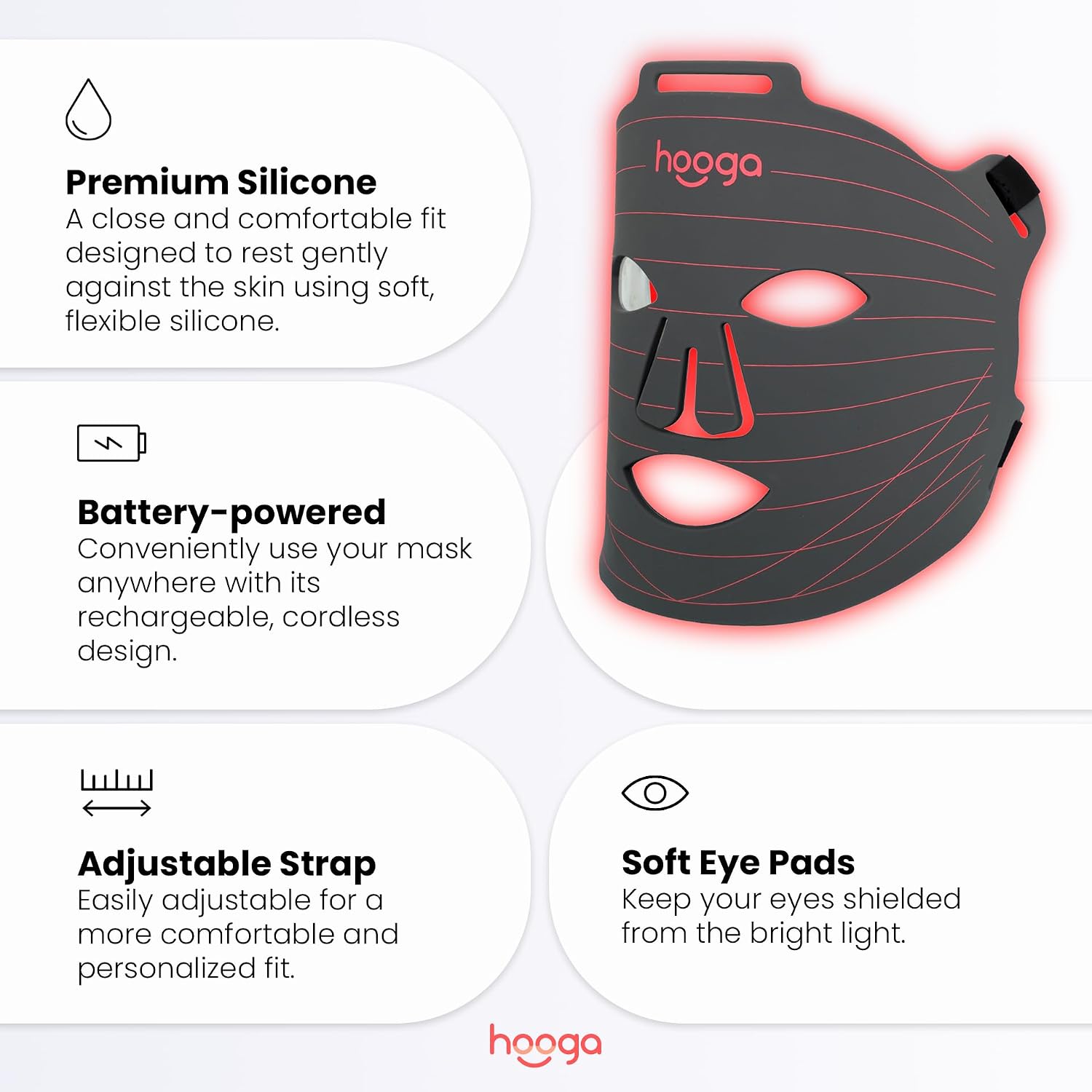 ALMOHADA TERAPÉUTICA HOOGA RED LIGHT THERAPY MASK LED - 4
