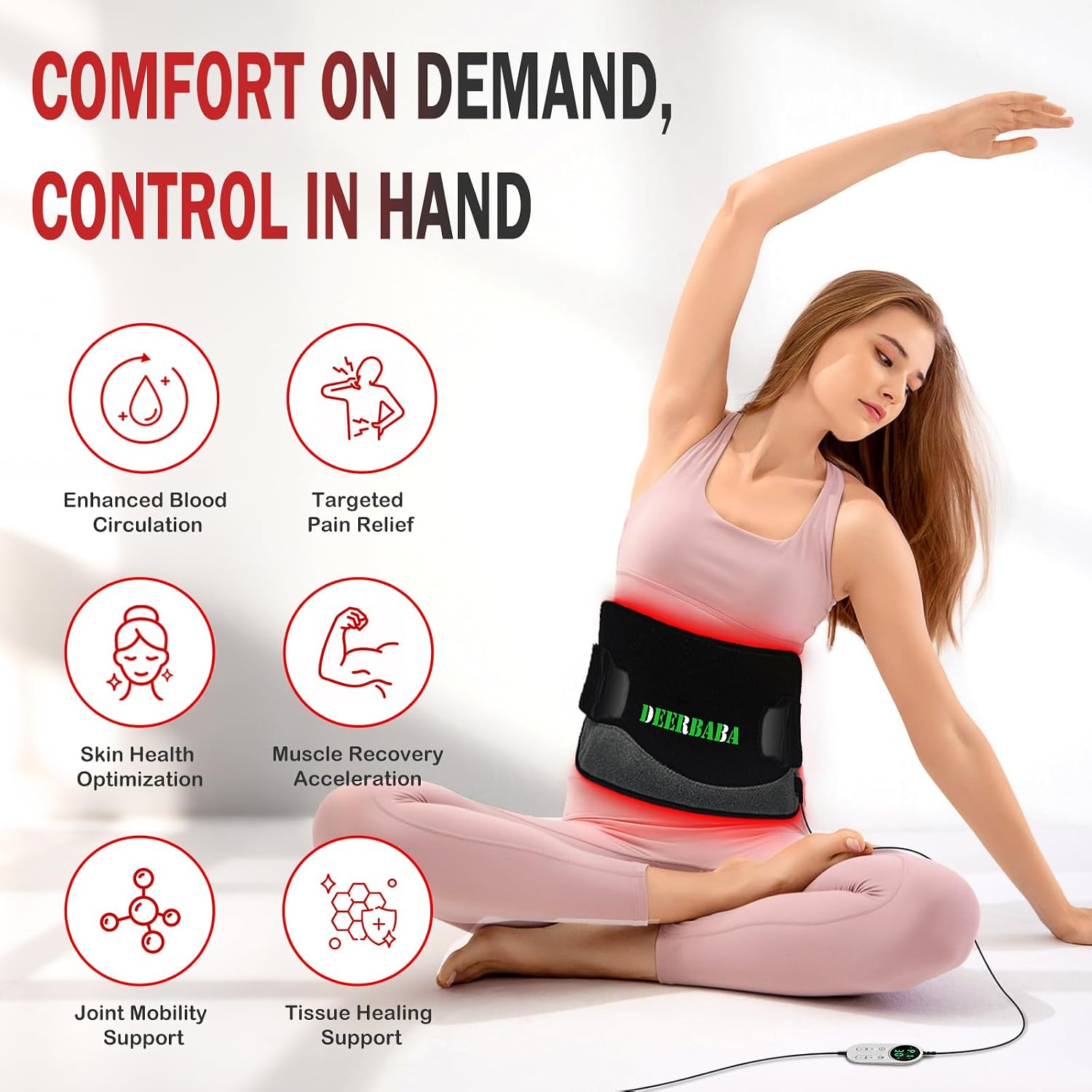 TERAPIA DE LUZ ROJA DEERBABA CON 4 MODOS Y 5 NIVELES DE POTENCIA PARA ALIVIO DEL DOLOR CORPORAL - 4