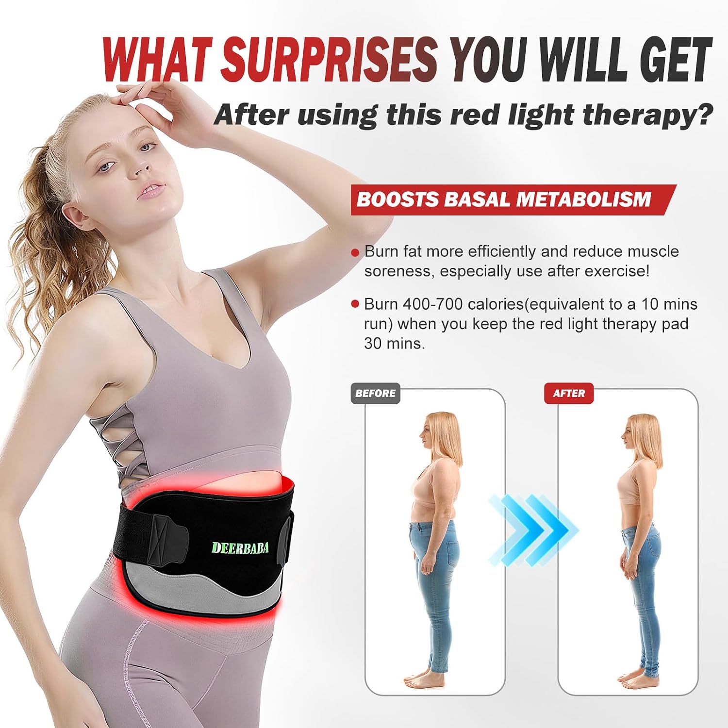 TERAPIA DE LUZ ROJA DEERBABA CON 4 MODOS Y 5 NIVELES DE POTENCIA PARA ALIVIO DEL DOLOR CORPORAL - 5