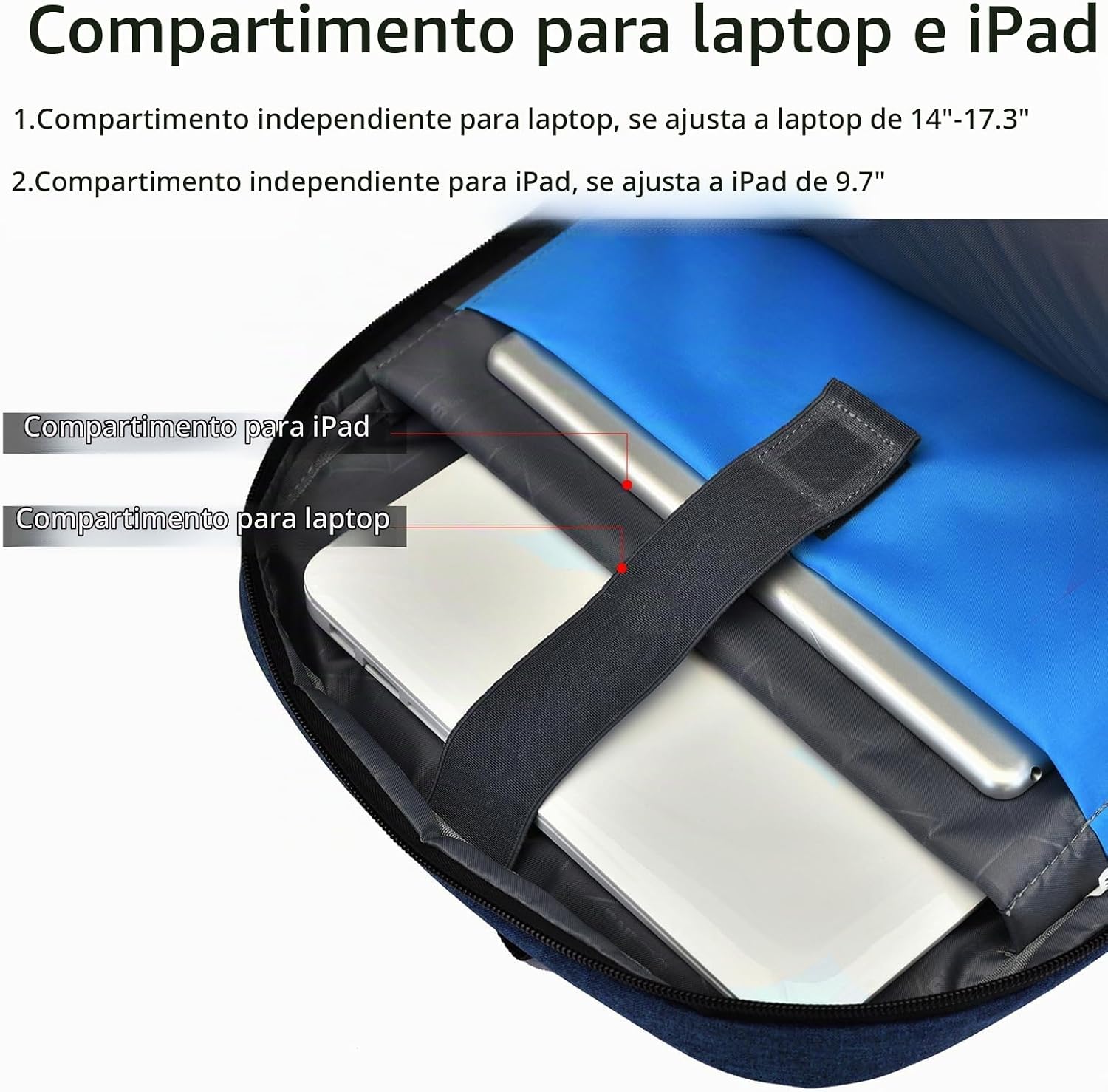 MOCHILA PARA LAPTOP DUSLANG 17 PULGADAS CON PUERTO USB Y CUBIERTA IMPERMEABLE AZUL - 4