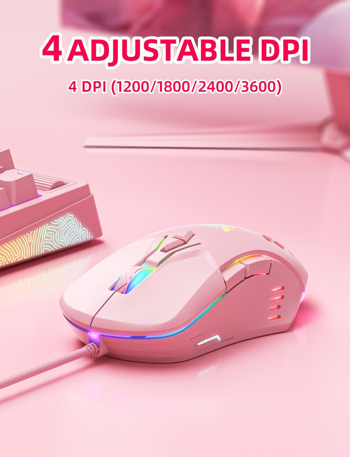 MOUSE GAMER ONIKUMA M530 CABLEADO ROSA - 2