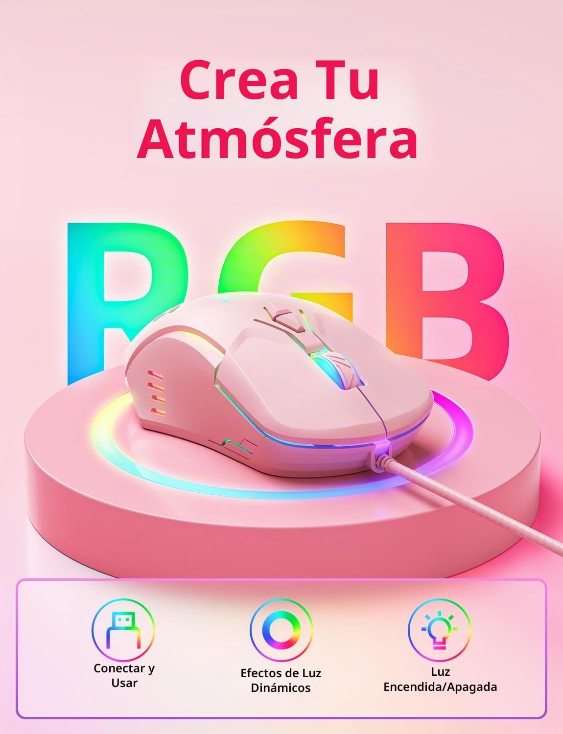 MOUSE GAMER ONIKUMA M530 CABLEADO ROSA - 3