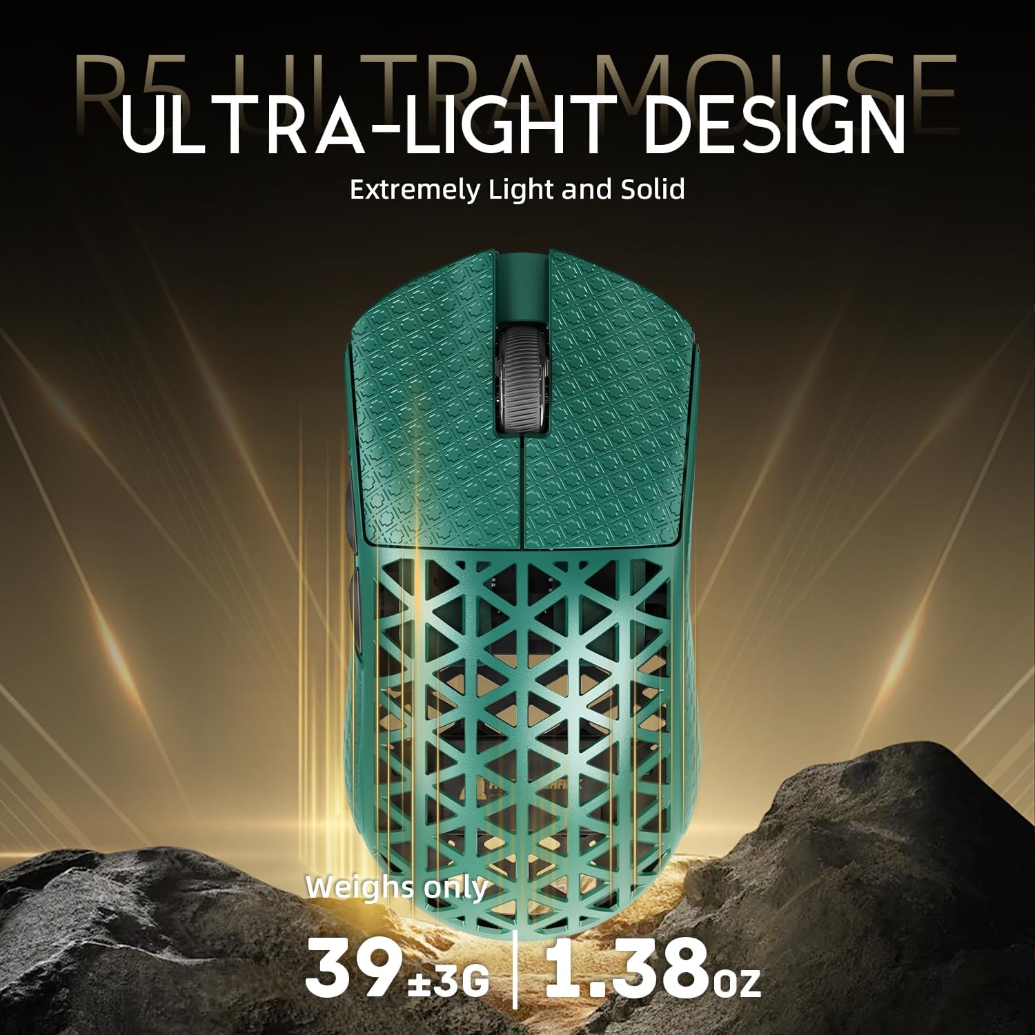 MOUSE GAMER ATTACK SHARK R5 ULTRA 8K FIBRA DE CARBONO INALÁMBRICO VERDE - 4