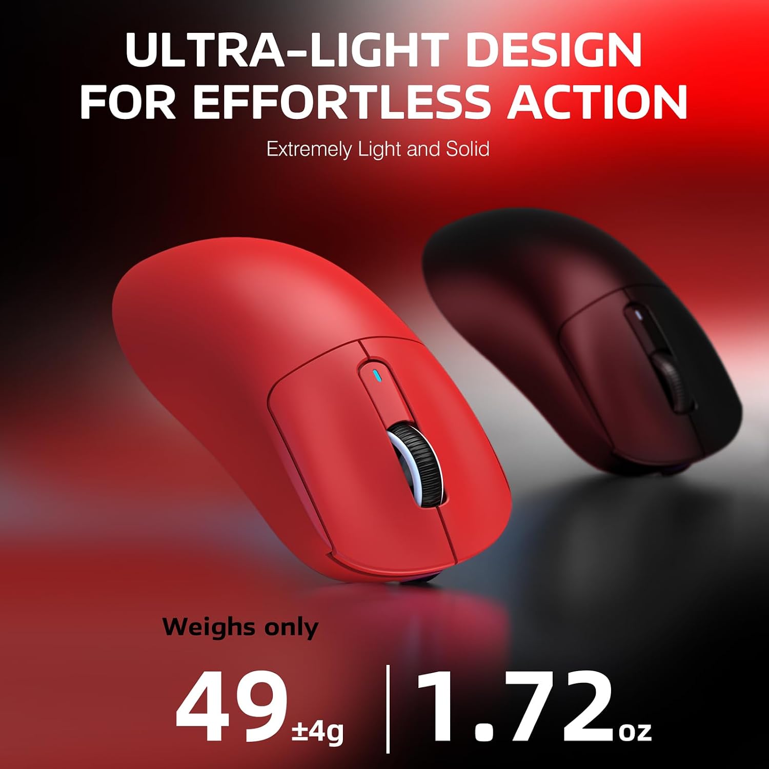 MOUSE GAMER MANBASNAKE ATTACK SHARK X3 49G ULTRA LIGERO INALÁMBRICO ROJO - 3