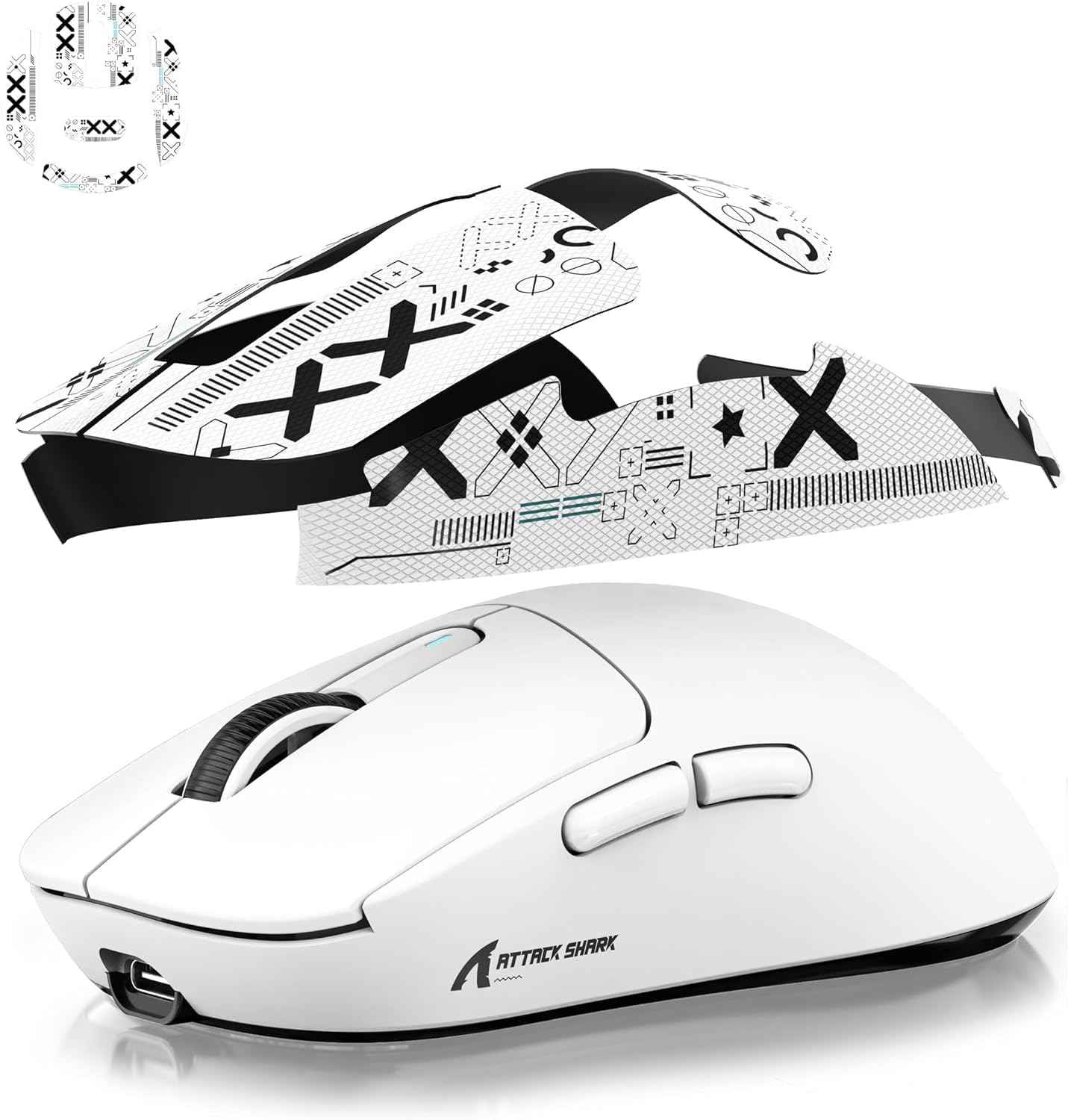 CINTA ANTIDESLIZANTE PARA MOUSE GAMER MANBASNAKE ATTACK SHARK X3 WIRELESS BLANCA - 3