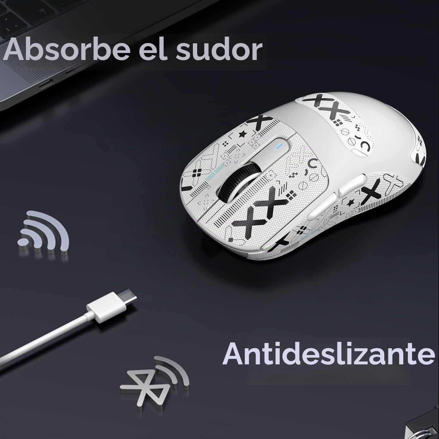 CINTA ANTIDESLIZANTE PARA MOUSE GAMER MANBASNAKE ATTACK SHARK X3 WIRELESS BLANCA - 5