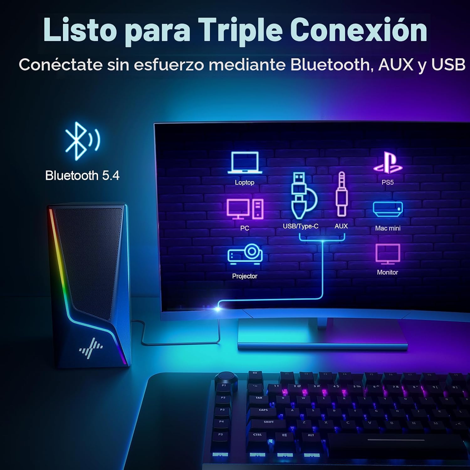 PARLANTES PARA COMPUTADORA NYLAVEE 2.1 CON SUBWOOFER BLUETOOTH 5.4 - 5