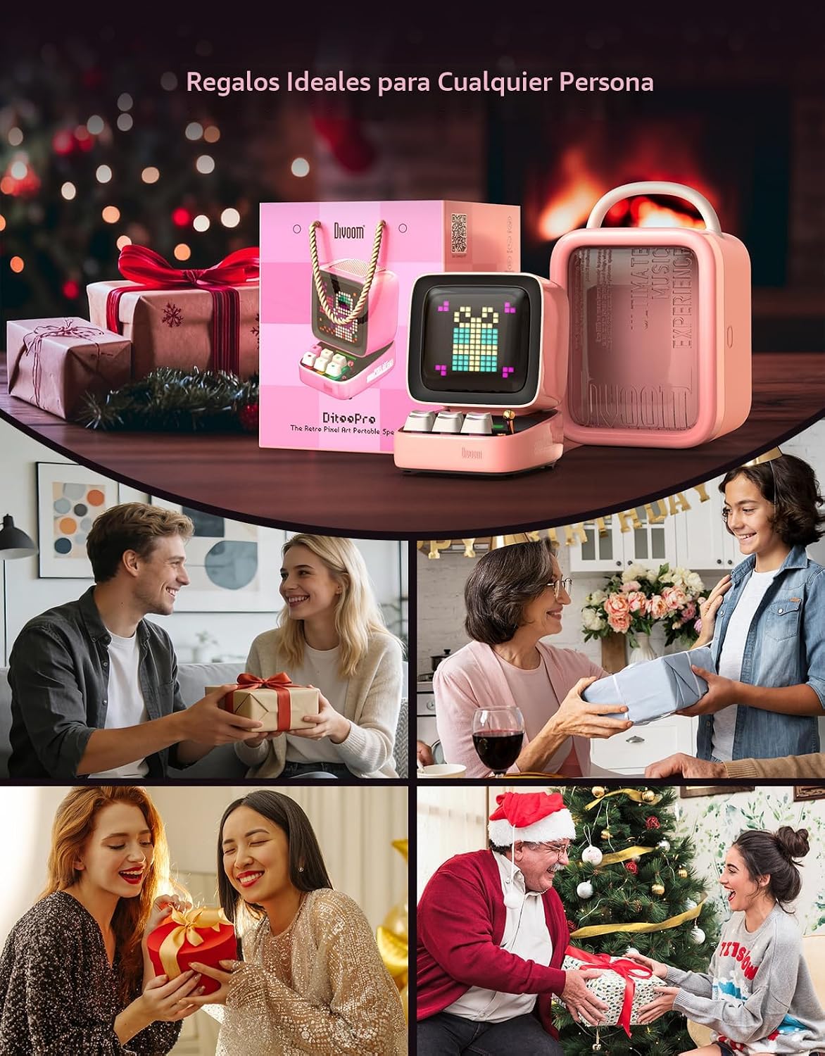 PARLANTE PORTÁTIL DIVOOM DITOO RETRO PIXEL ART 15W BLUETOOTH ROSA - 2