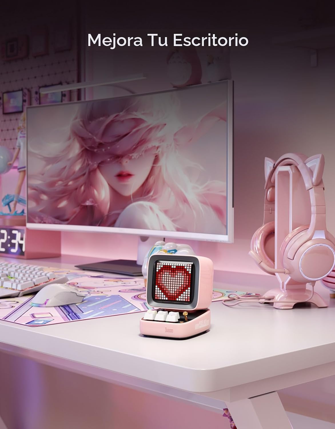 PARLANTE PORTÁTIL DIVOOM DITOO RETRO PIXEL ART 15W BLUETOOTH ROSA - 5