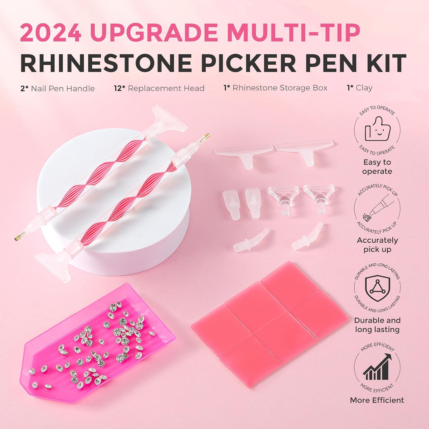 KIT DE HERRAMIENTAS PARA PIEDRAS EUDAICFUL 16 PIEZAS CON BOLÍGRAFO Y CAJA ORGANIZADORA - 2
