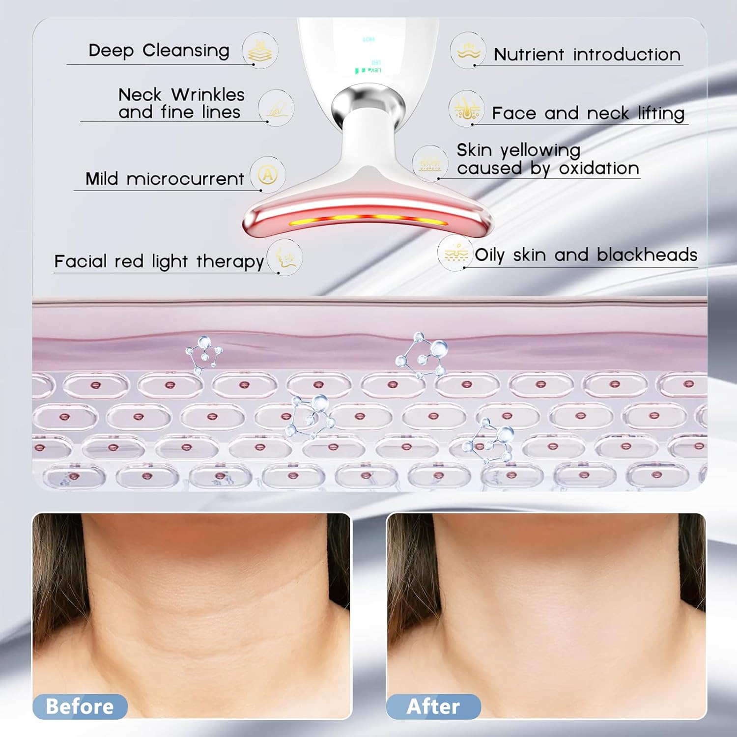 MASAJEADOR FACIAL COTSOCO 7 EN 1 CON TERAPIA DE LUZ ROJA BLANCO - 4