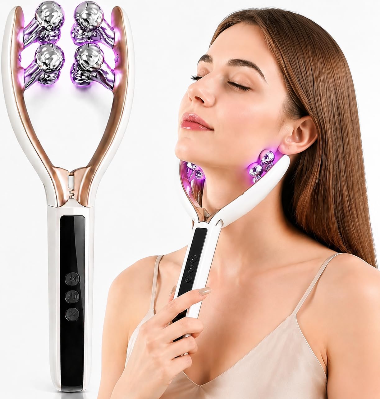 MASAJEADOR FACIAL GJMJNNW MICROCORRIENTE CON TERAPIA DE LUZ BLANCO - 1