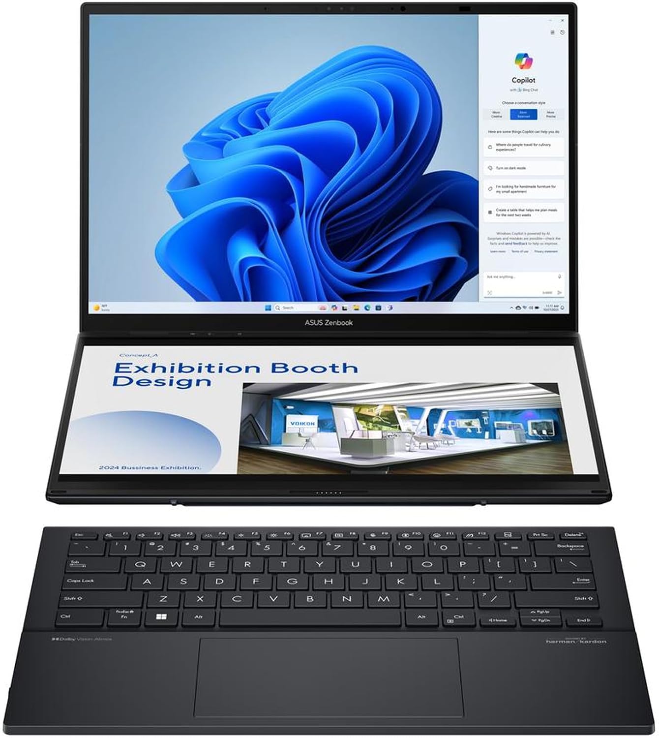 LAPTOP ASUS ZENBOOK DUO DUAL 14' OLED 3K 120HZ TOUCHSCREEN INTEL CORE ULTRA 7 255H 32GB RAM 1TB SSD GRIS - 1