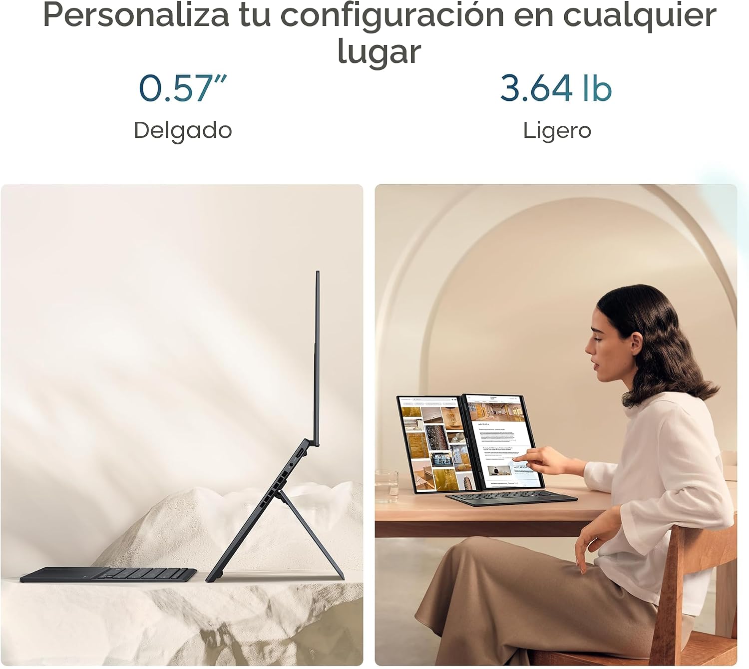 LAPTOP ASUS ZENBOOK DUO DUAL 14' OLED 3K 120HZ TOUCHSCREEN INTEL CORE ULTRA 7 255H 32GB RAM 1TB SSD GRIS - 4