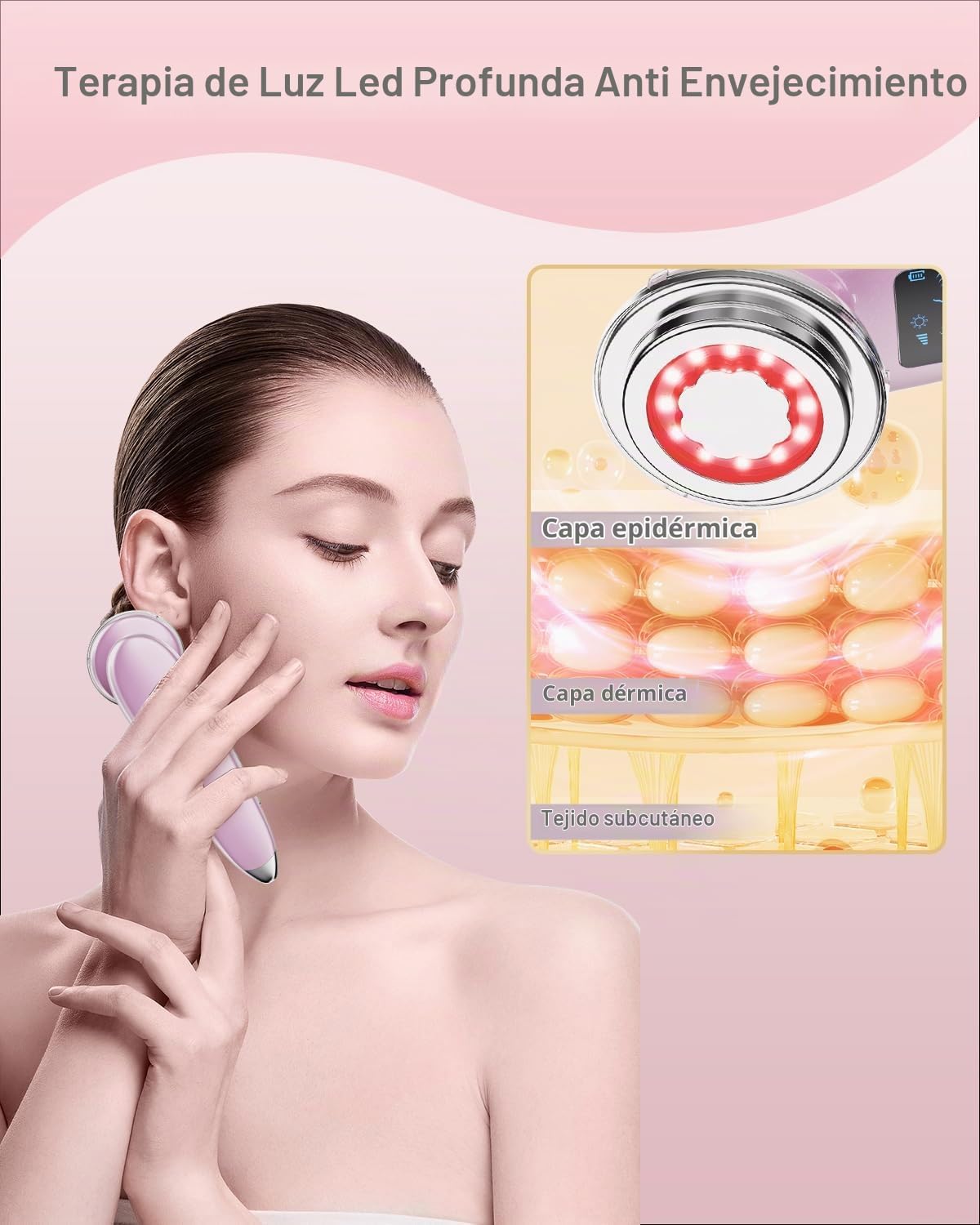 MASAJEADOR FACIAL ELÉCTRICO VOFEL 4 EN 1 ROSA - 3