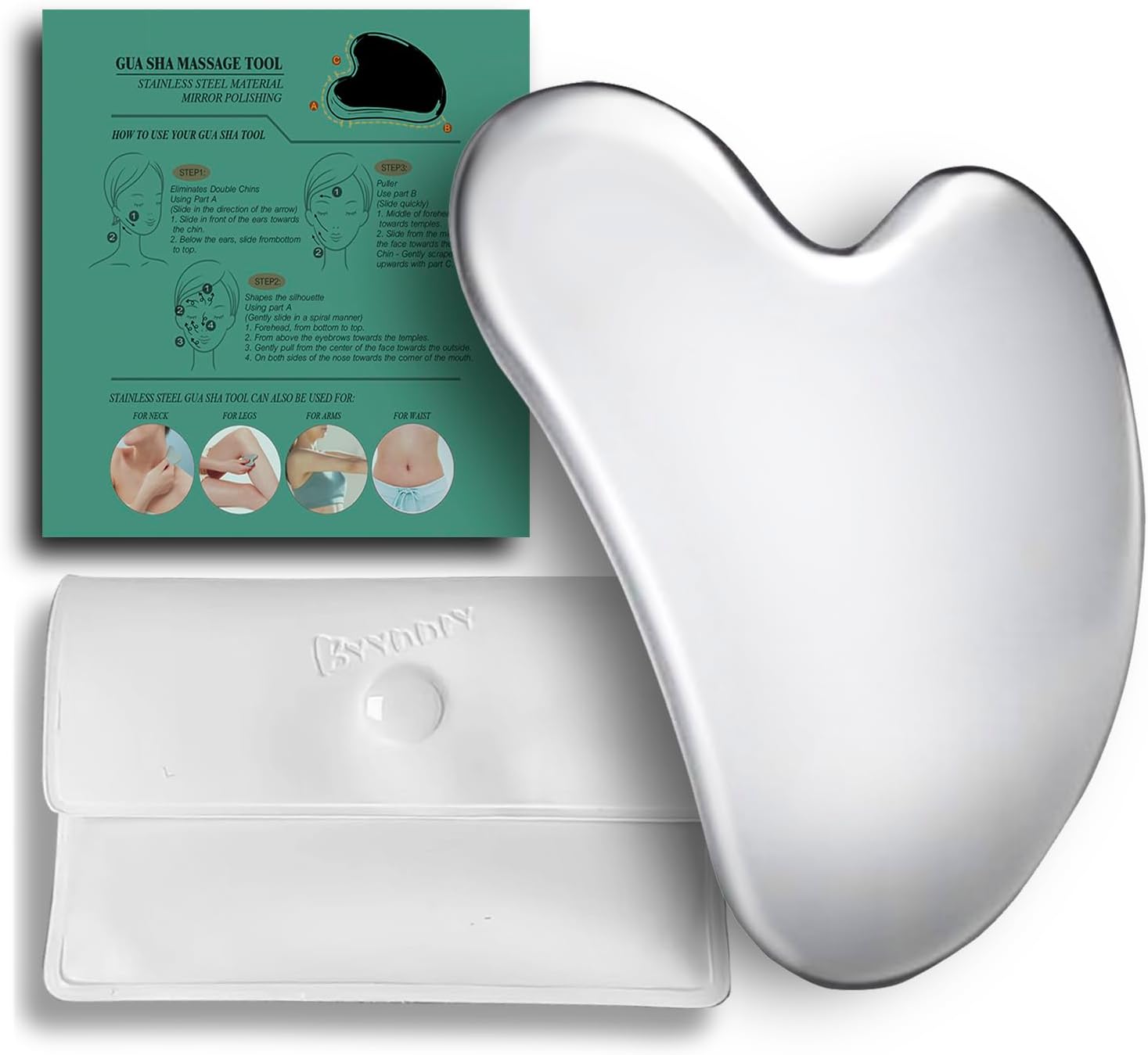 HERRAMIENTA FACIAL GUA SHA BYYDDIY ACERO INOXIDABLE SUPERFICIE ESFÉRICA - 1