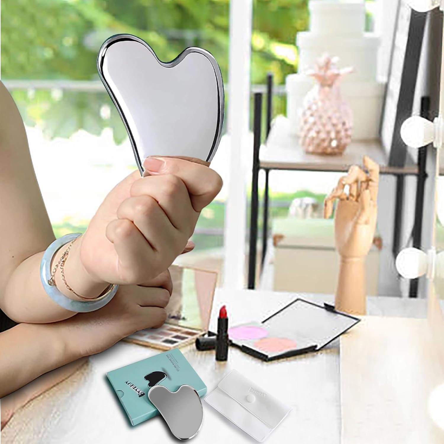 HERRAMIENTA FACIAL GUA SHA BYYDDIY ACERO INOXIDABLE SUPERFICIE ESFÉRICA - 5