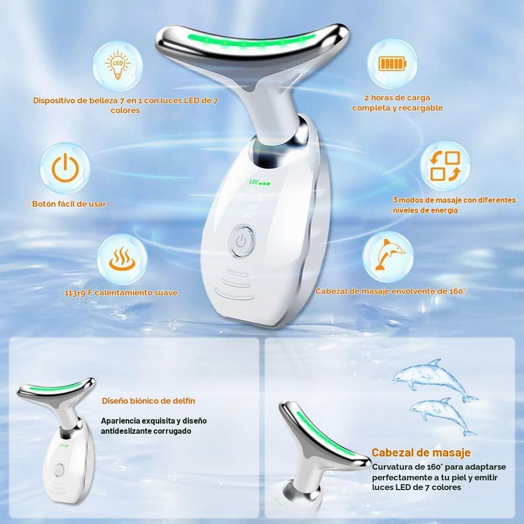 DISPOSITIVO FACIAL DE BELLEZA BESTECHY CON 7 LUCES LED Y MASAJE TÉRMICO Y VIBRATORIO - 2