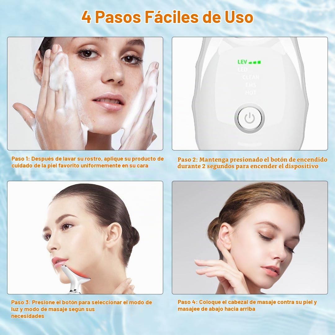 DISPOSITIVO FACIAL DE BELLEZA BESTECHY CON 7 LUCES LED Y MASAJE TÉRMICO Y VIBRATORIO - 5