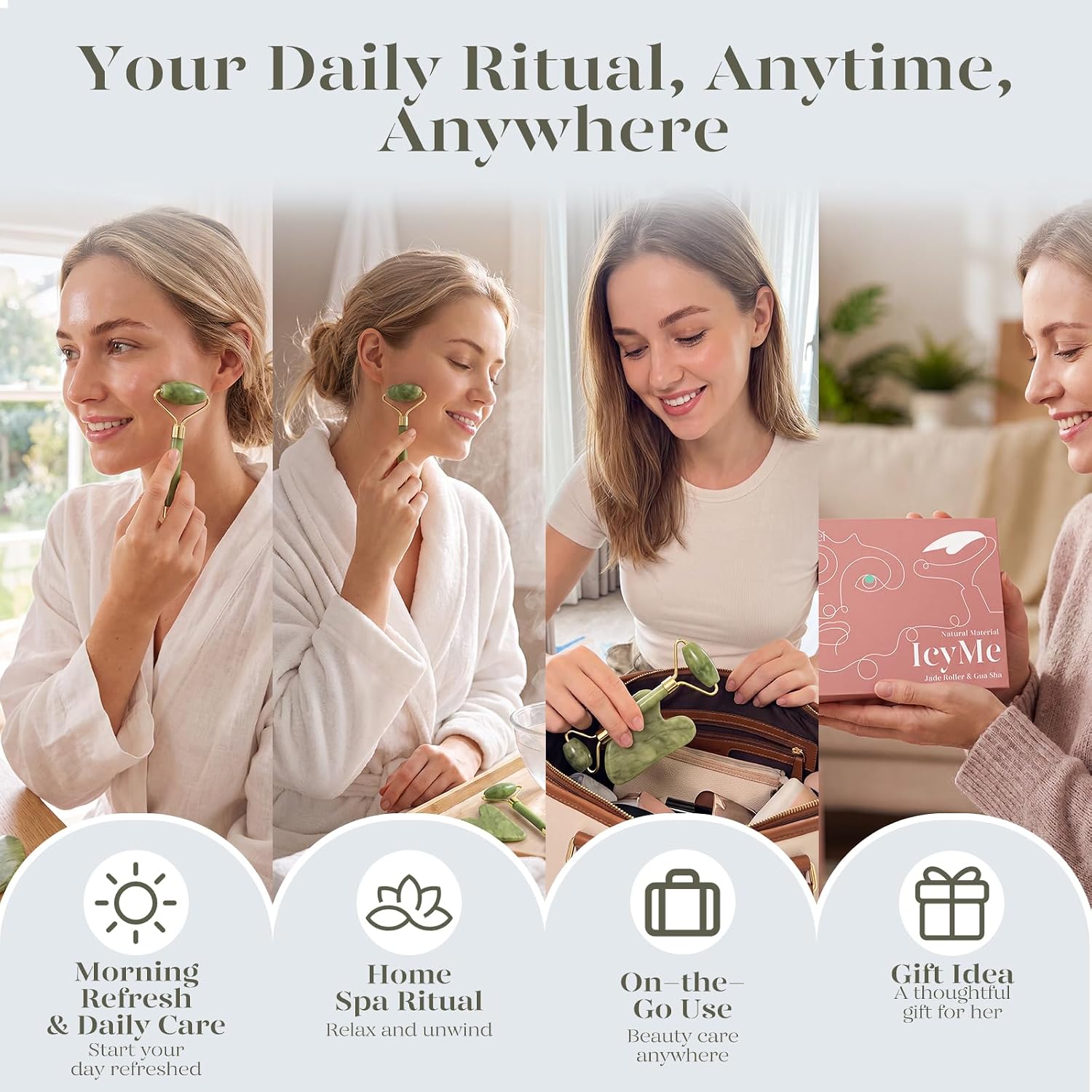 SET DE MASAJE FACIAL BAIMEI ICYME CON GUA SHA Y RODILLO DE JADE - 5