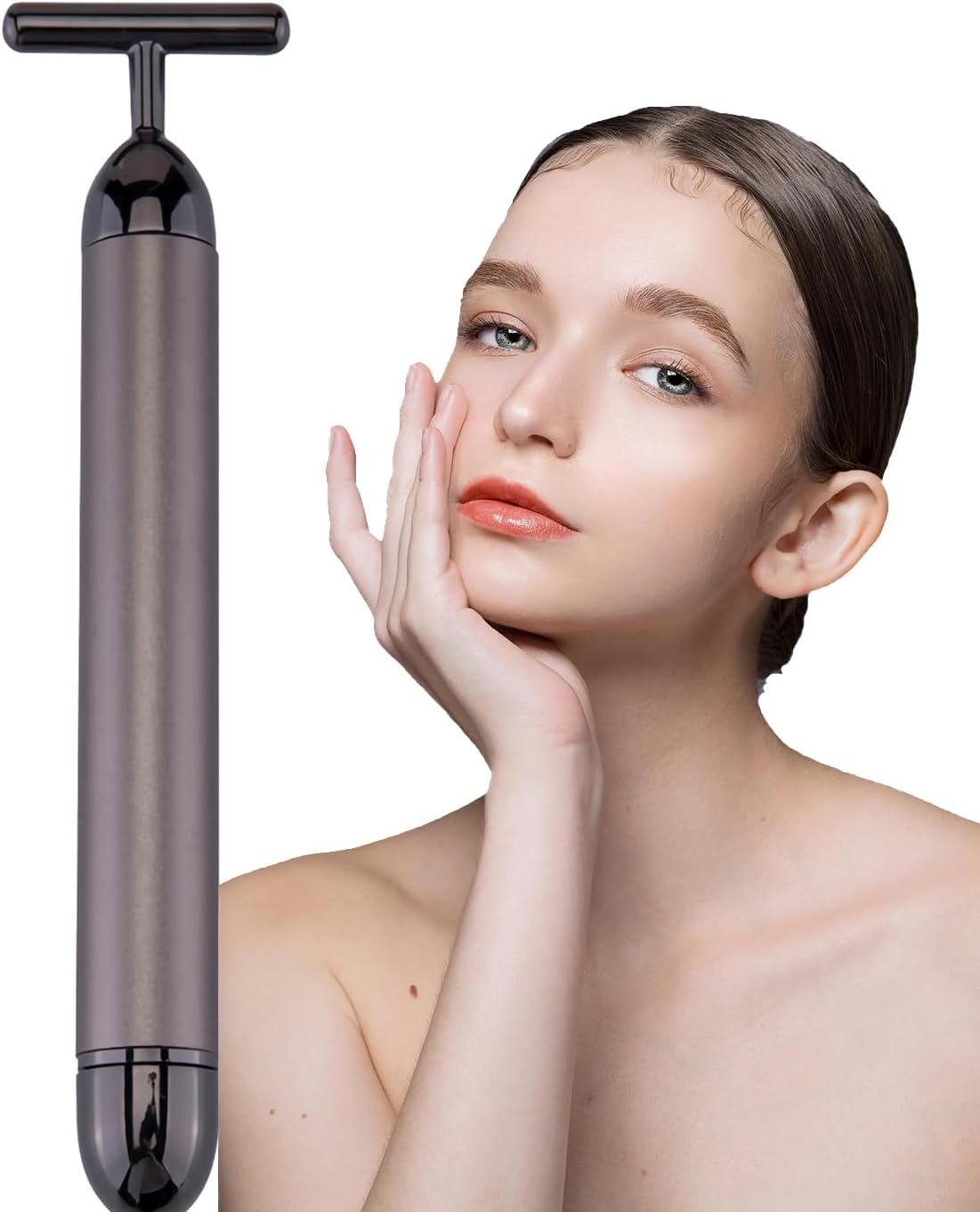MASAJEADOR FACIAL AMZVEZO BEAUTY BAR 24K GOLD T SHAPE GRIS - 1