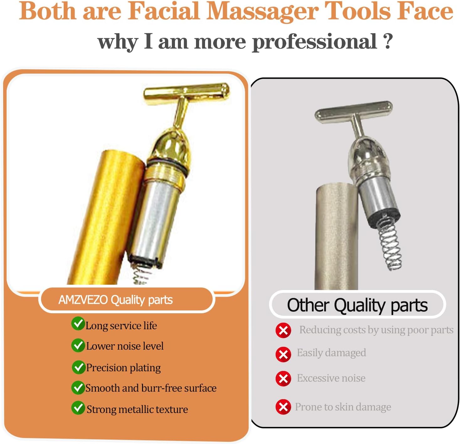 MASAJEADOR FACIAL AMZVEZO BEAUTY BAR 24K GOLD T SHAPE GRIS - 4