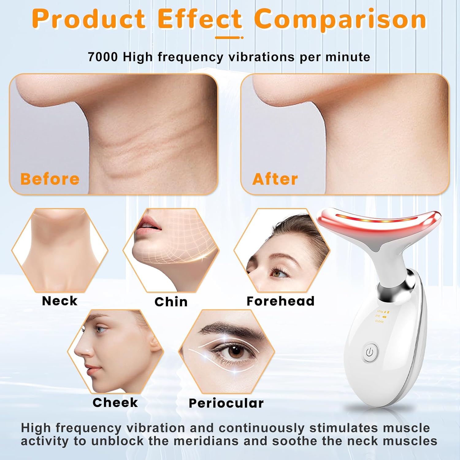 DISPOSITIVO FACIAL DE BELLEZA BESTECHY CON 7 LUCES LED Y MASAJE TÉRMICO VIBRATORIO BLANCO BRILLANTE - 4