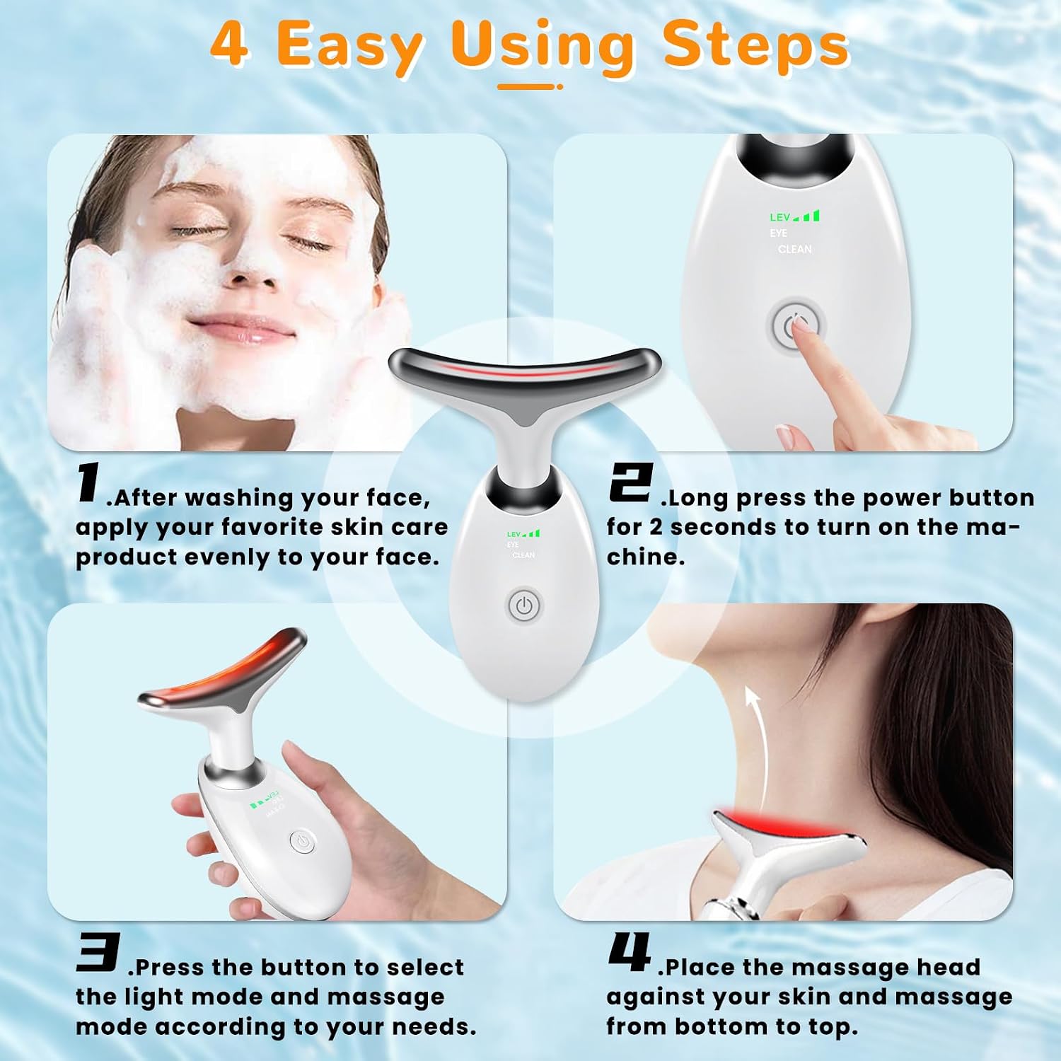 DISPOSITIVO FACIAL DE BELLEZA BESTECHY CON 7 LUCES LED Y MASAJE TÉRMICO VIBRATORIO BLANCO BRILLANTE - 5