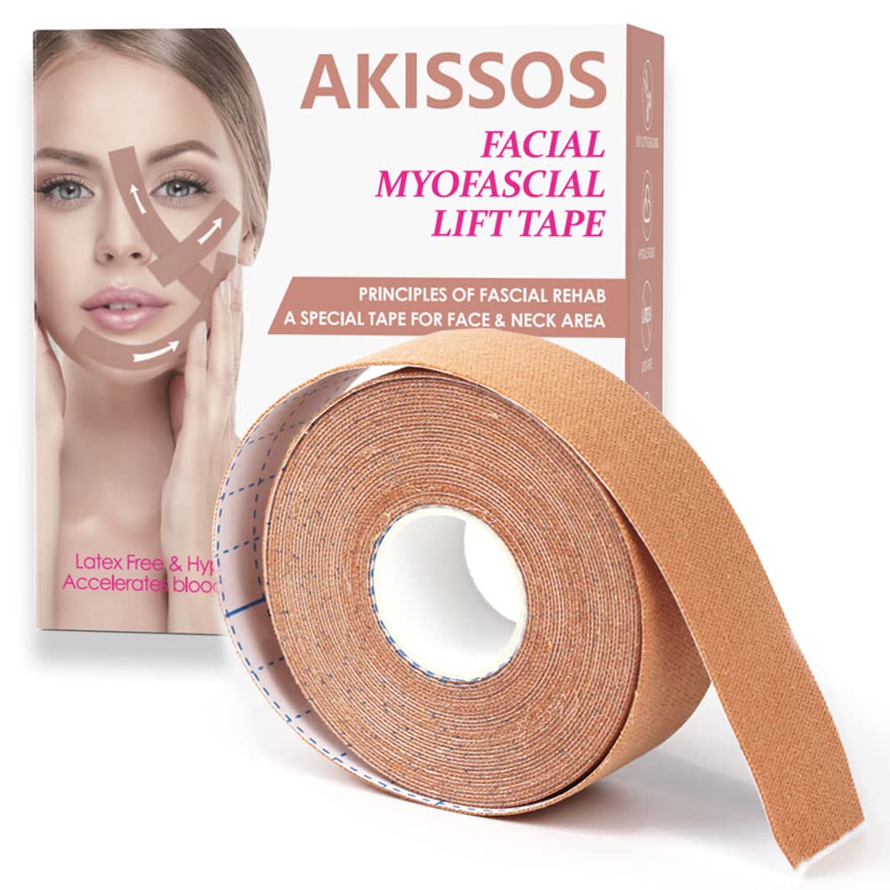 CINTA FACIAL AKISSOS MYOFASCIAL LIFT 2.5CM X 5M PARA REAFIRMAR Y TONIFICAR - 1