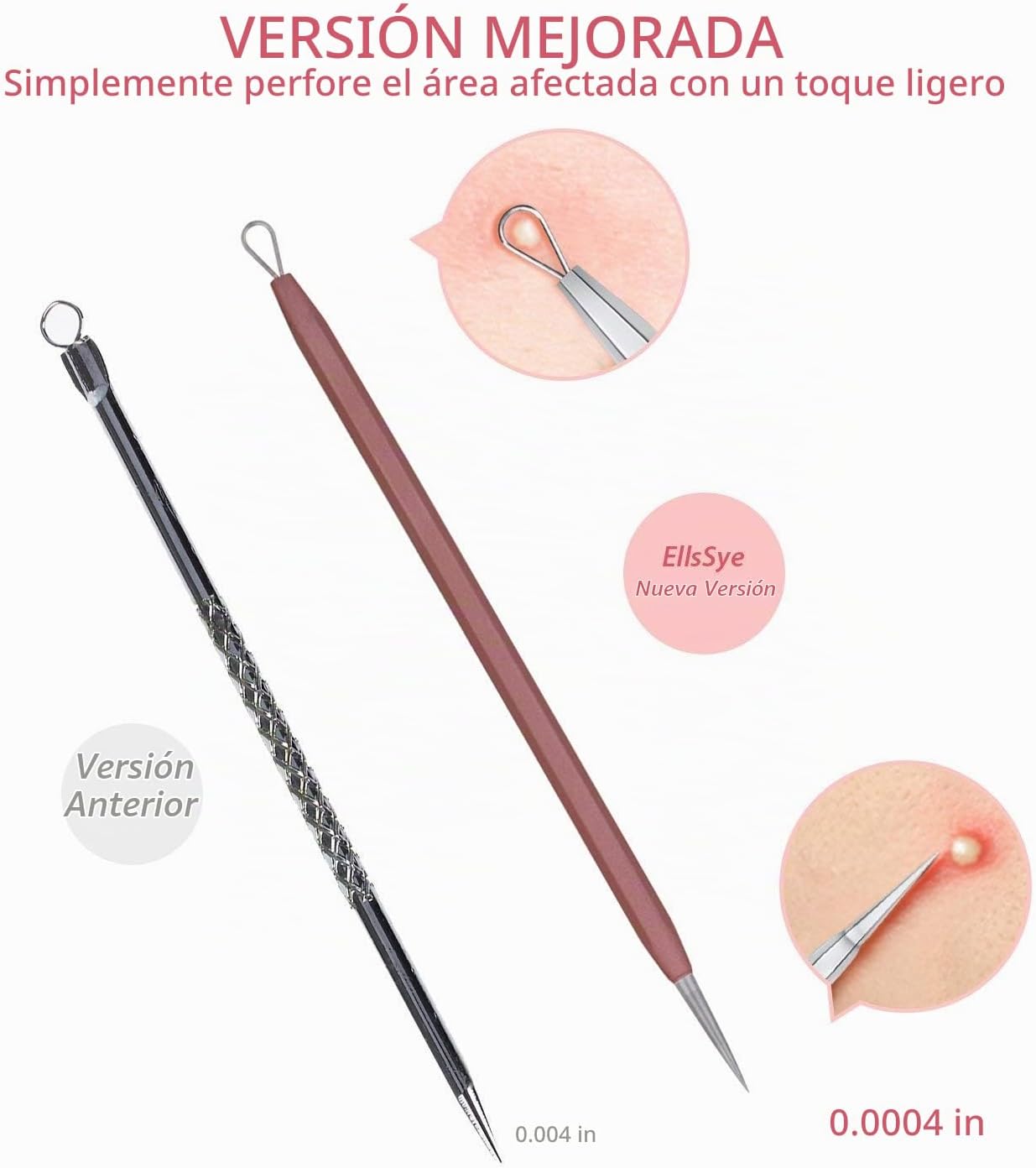 KIT REMOVEDOR DE PUNTOS NEGROS JPNK 6 PIEZAS CON ESTUCHE DE CUERO ROSA - 3