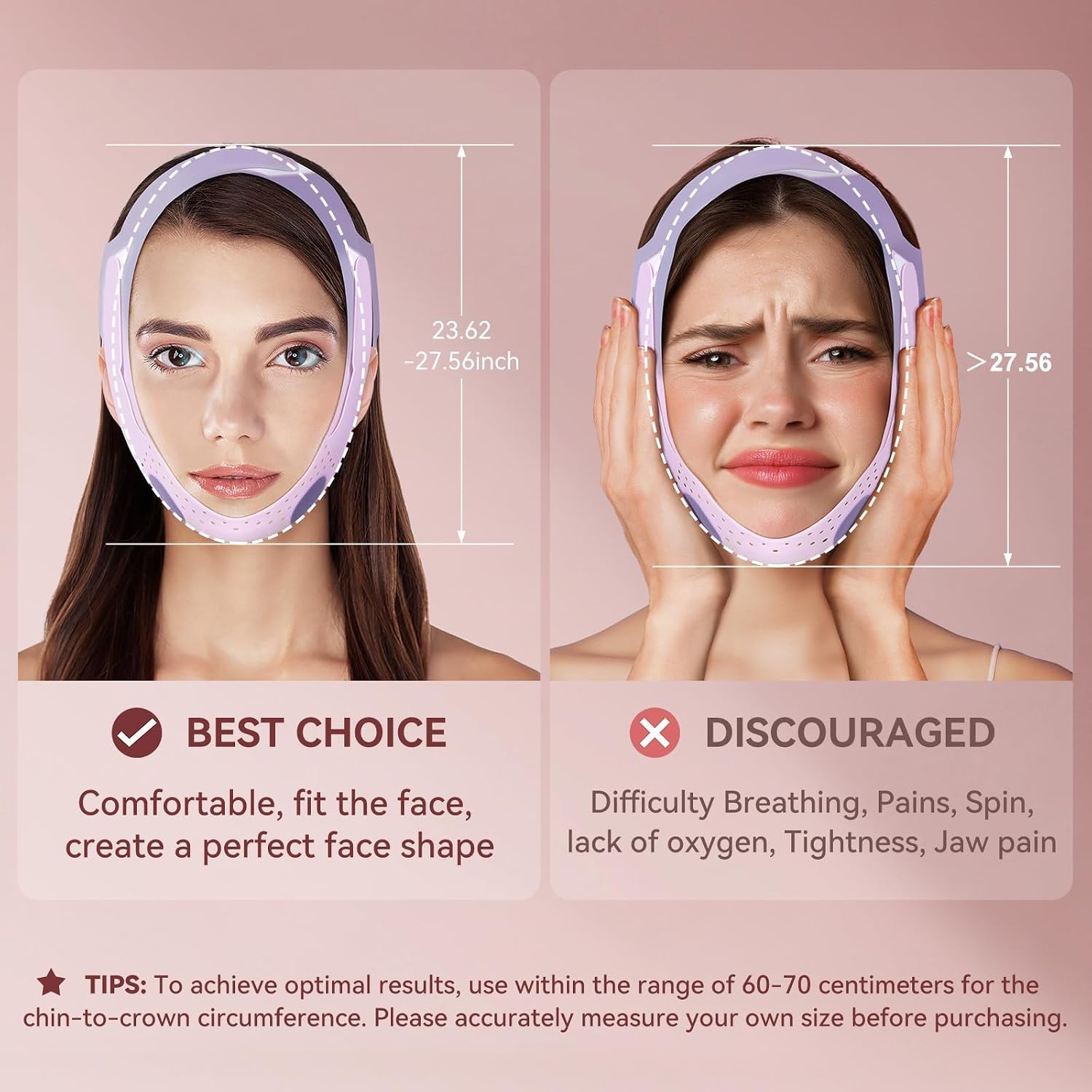MASCARILLA DE LEVANTAMIENTO FACIAL JUSRON V-LINE COLOR ROSA - 5