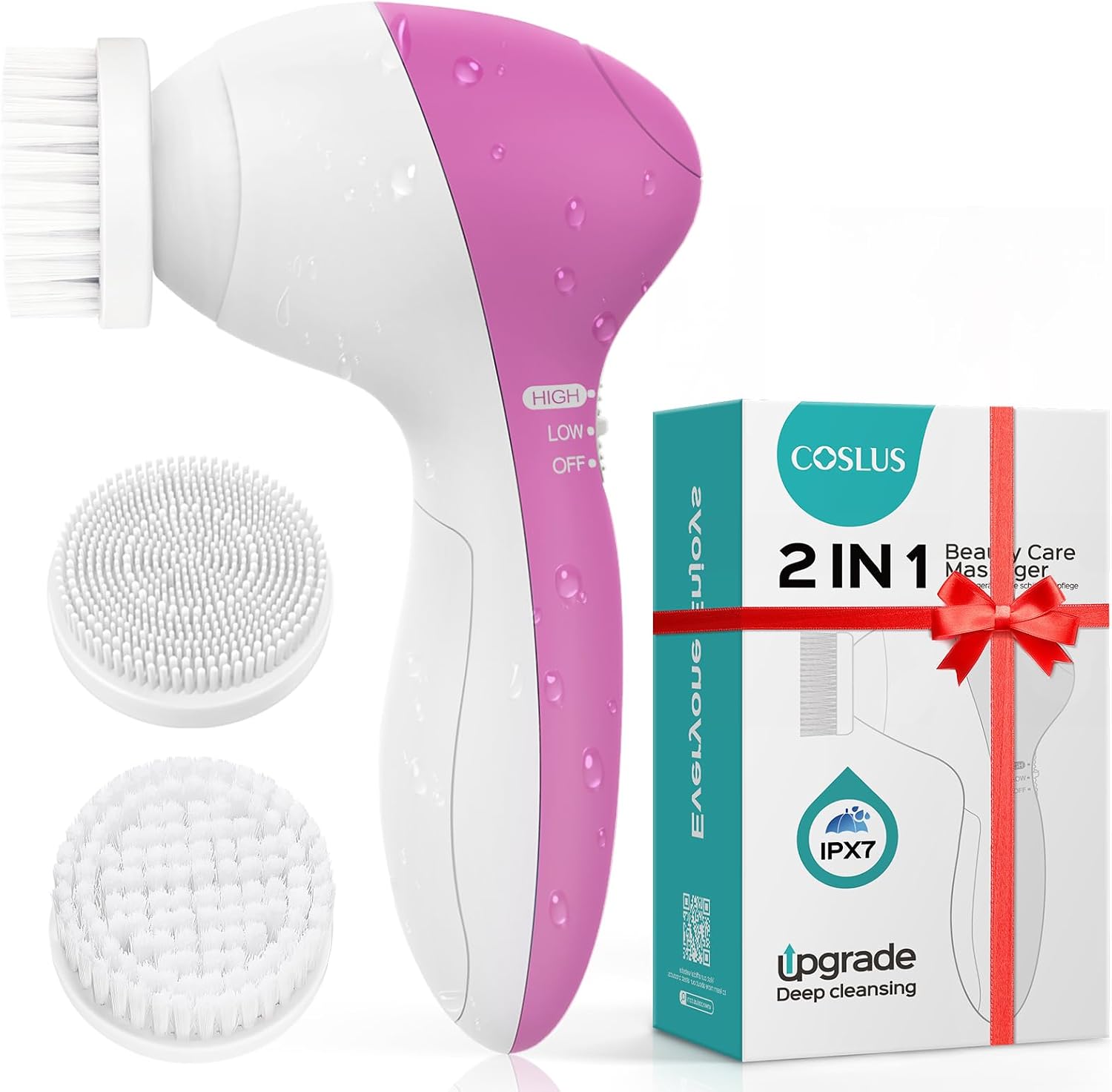 CEPILLO FACIAL ELÉCTRICO COSLUS STANDARD SET ROSA BRILLANTE - 1