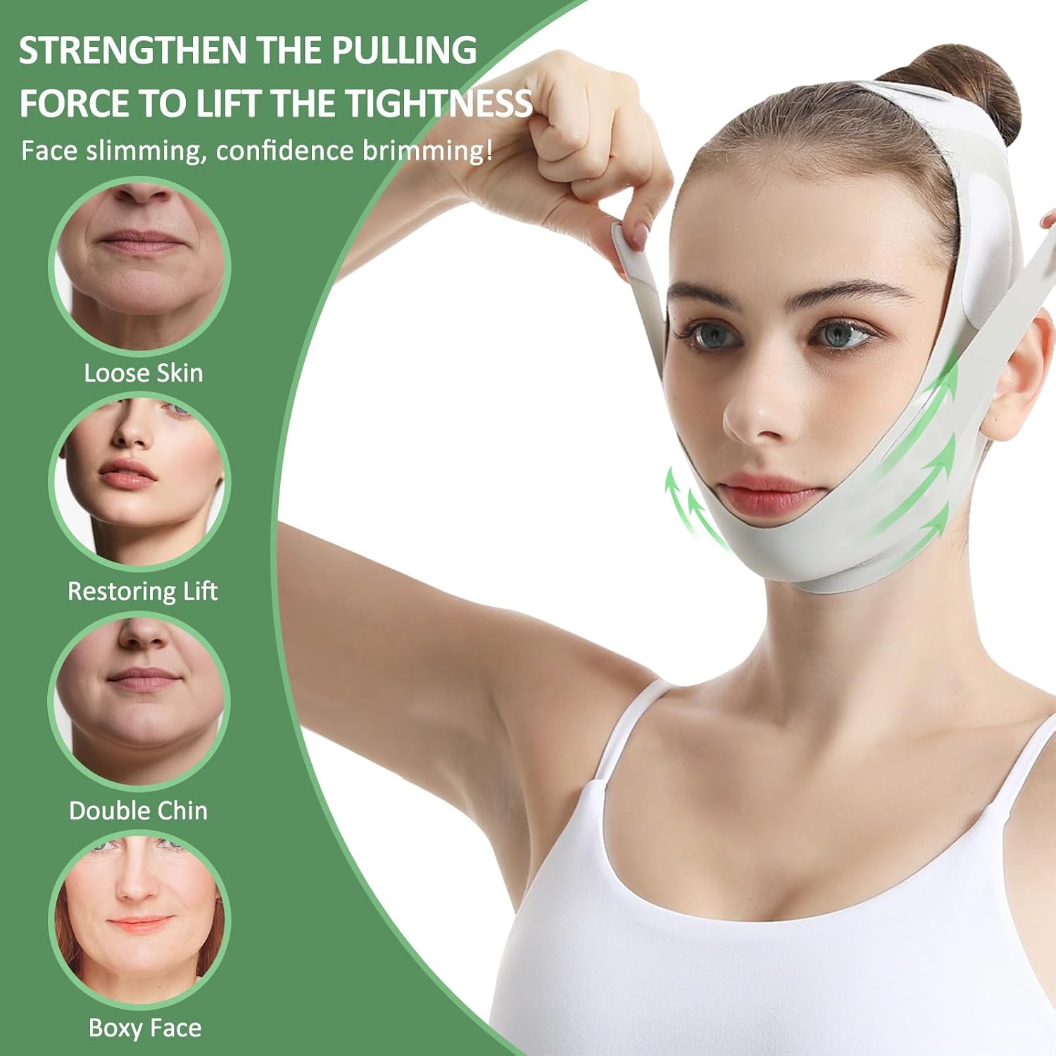 CINTURÓN FACIAL REUTILIZABLE AH AEHIBO V LINE VERDE PARA LEVANTAMIENTO Y REDUCCIÓN DE PAPADA - 3