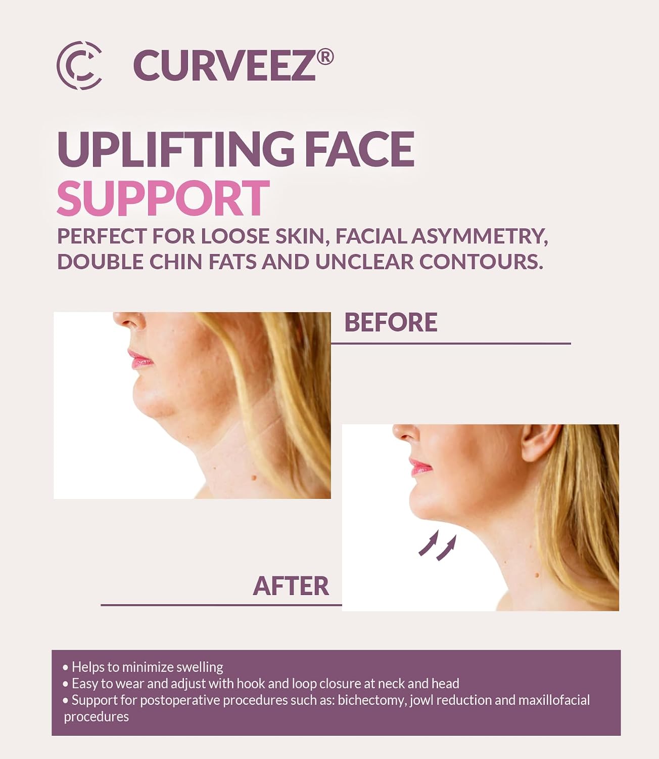 FAJA MENTONERA CURVEEZ POST CIRUGÍA LIPO COMPRESIÓN PARA PAPADA Y CUELLO - 2