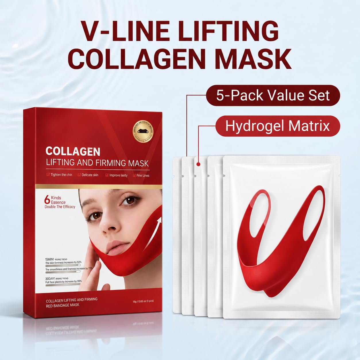 MASCARILLA V LINE LIFTING COLÁGENO UMORIA 5 UNIDADES PARA REDUCCIÓN DE PAPADA Y CUIDADO DE MANDÍBULA - 2