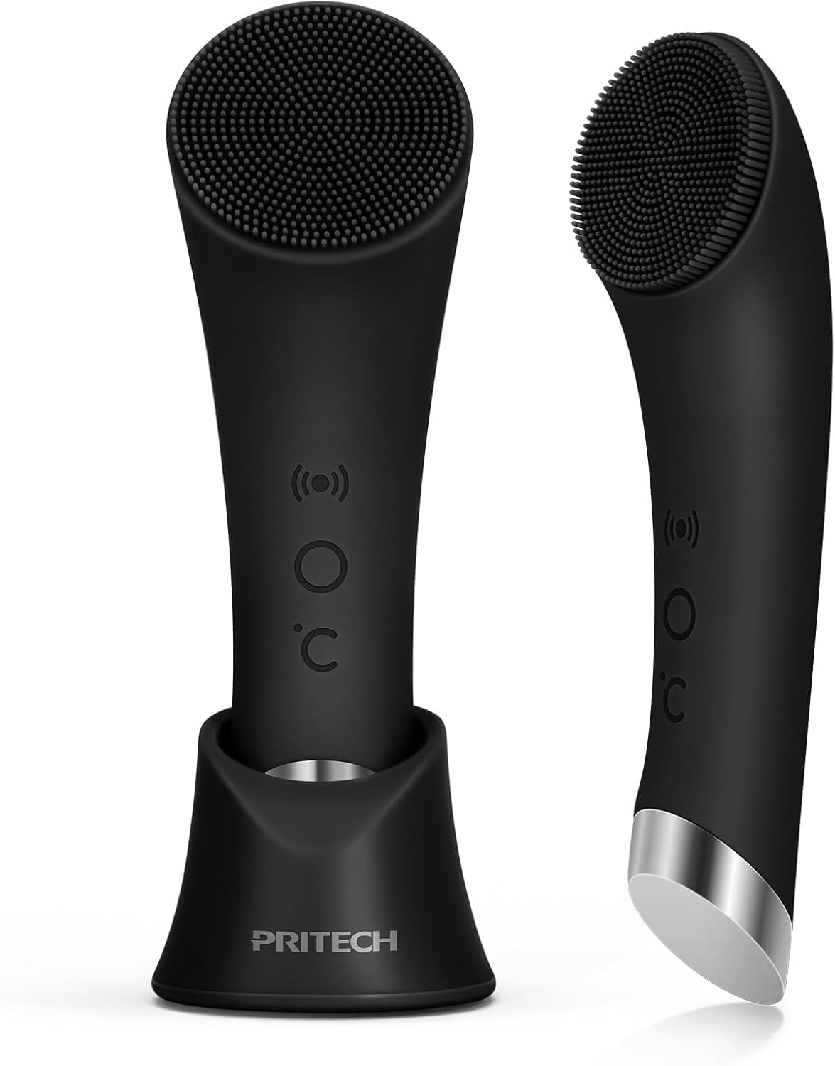 CEPILLO FACIAL PRITECH RECARGABLE CON MASAJE TÉRMICO Y SILICONA NEGRO - 1