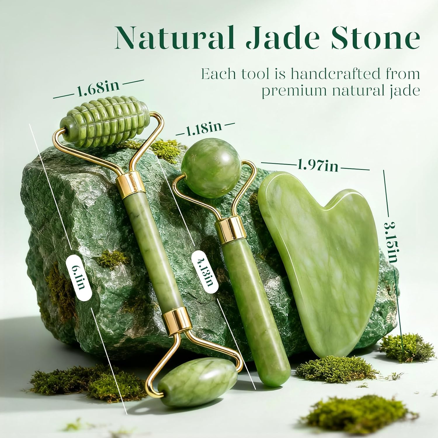 RODILLO FACIAL Y GUA SHA BAIMEI ICYME DE JADE PARA REDUCIR HINCHAZÓN Y REAFIRMAR PIEL - 4