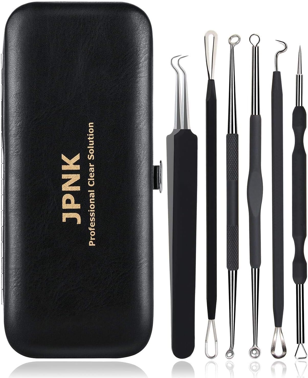 KIT REMOVEDOR DE PUNTOS NEGROS JPNK 6 PIEZAS CON ESTUCHE DE CUERO NEGRO - 1
