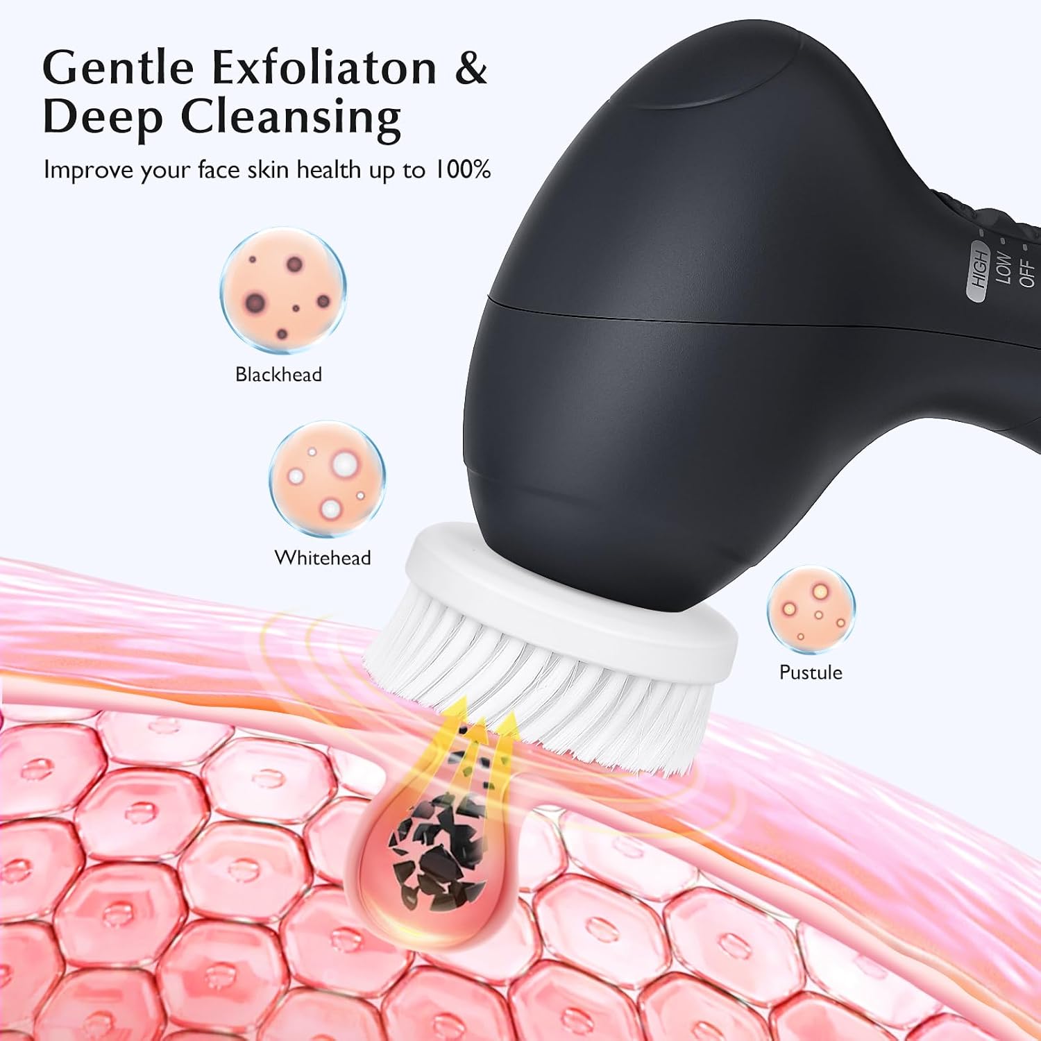 CEPILLO FACIAL LIMPIADOR COSLUS FACIAL CLEANSING BRUSH NEGRO - 3