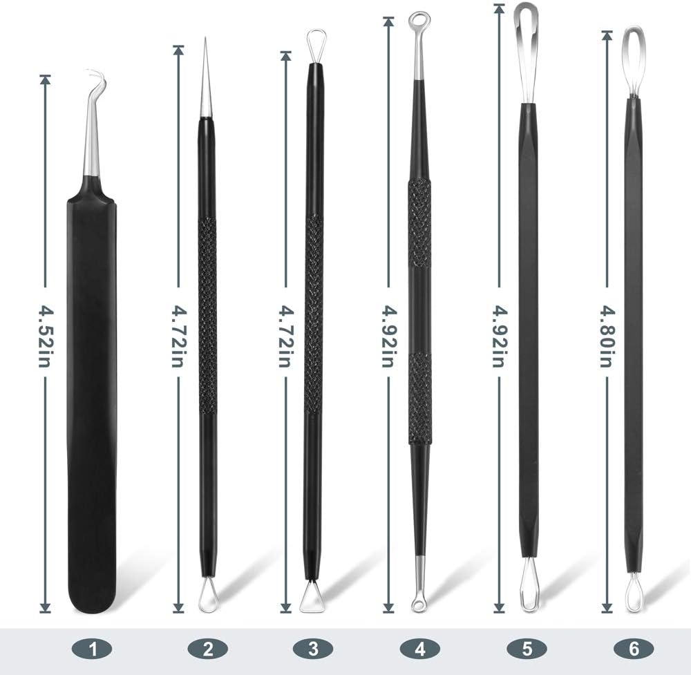 KIT REMOVEDOR DE PUNTOS NEGROS TOMATA 6 PIEZAS ACERO INOXIDABLE - 3