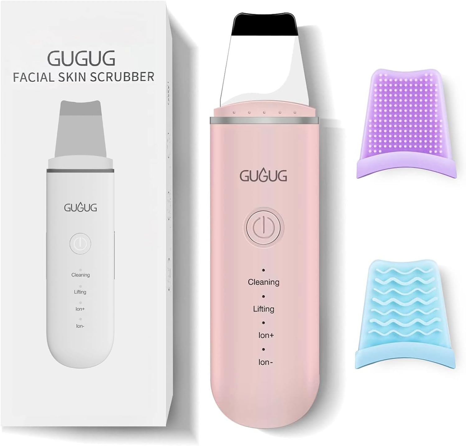 ESPÁTULA LIMPIADORA FACIAL GUGUG SKIN SCRUBBER 4 MODOS ROSA - 1