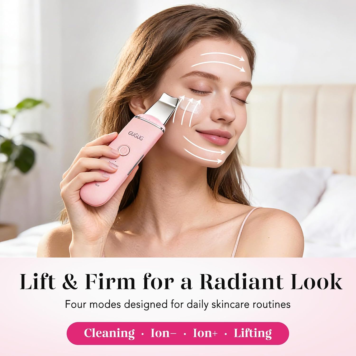ESPÁTULA LIMPIADORA FACIAL GUGUG SKIN SCRUBBER 4 MODOS ROSA - 5