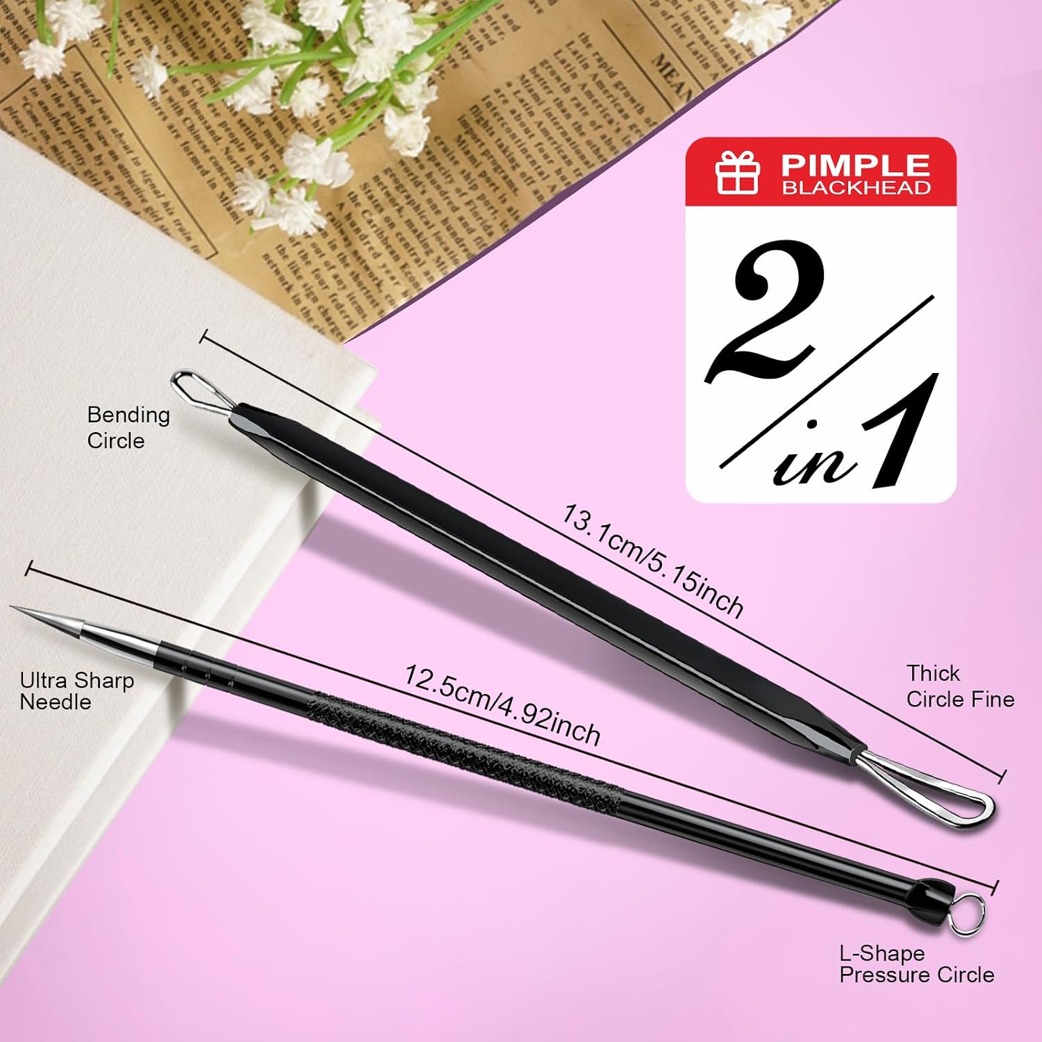 EXTRACTOR DE ESPINILLAS TEENITOR 2 EN 1 ACERO INOXIDABLE NEGRO - 2