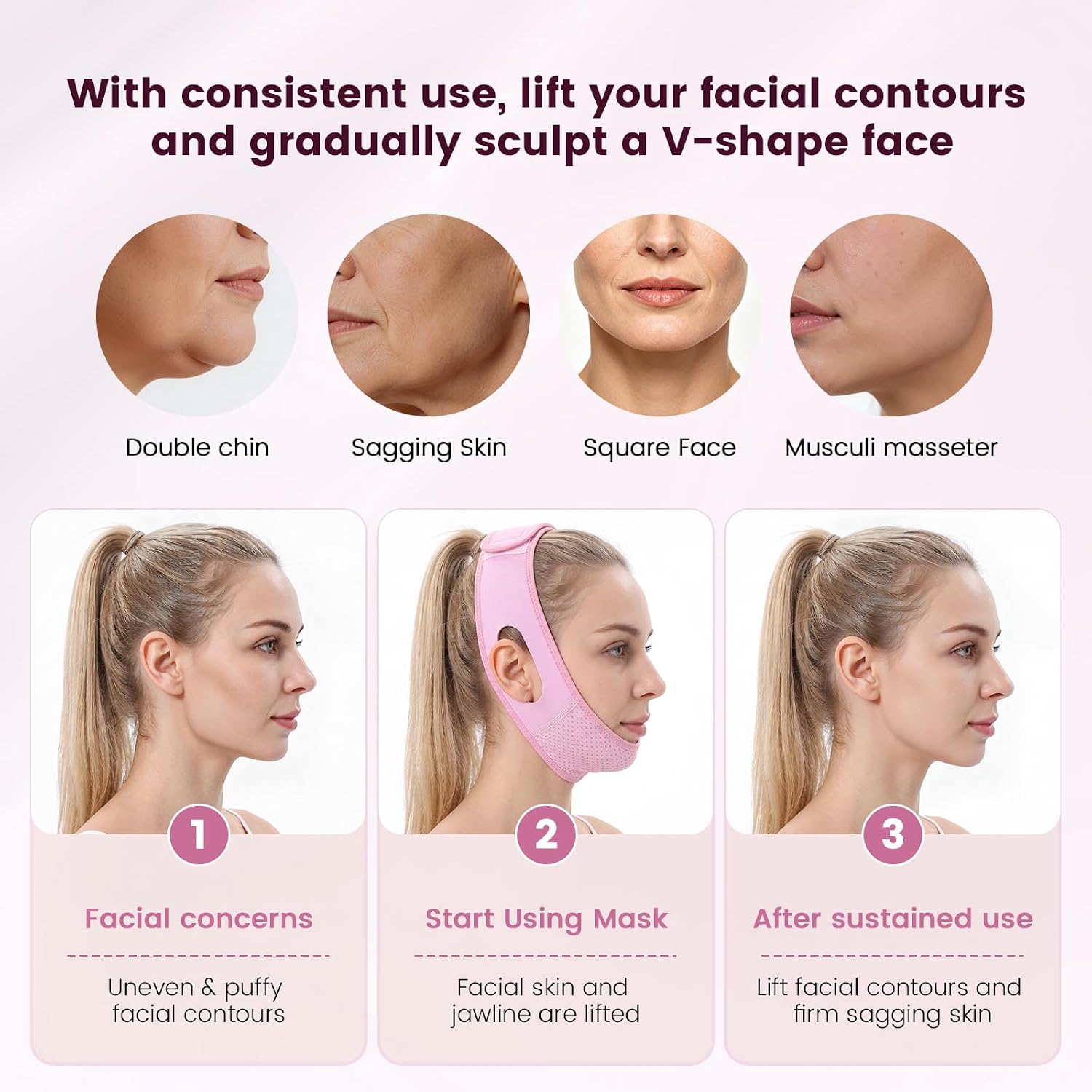 MASCARILLA FACIAL LIFTING V LINE REUTILIZABLE BOLEOUY ROSA - 3
