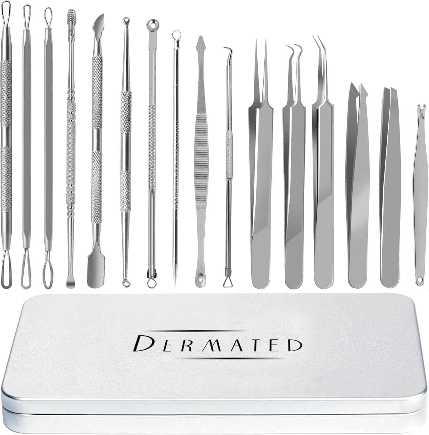 KIT DE 16 HERRAMIENTAS PARA ELIMINAR ESPINILLAS DERMATED ACERO INOXIDABLE 410 - 1