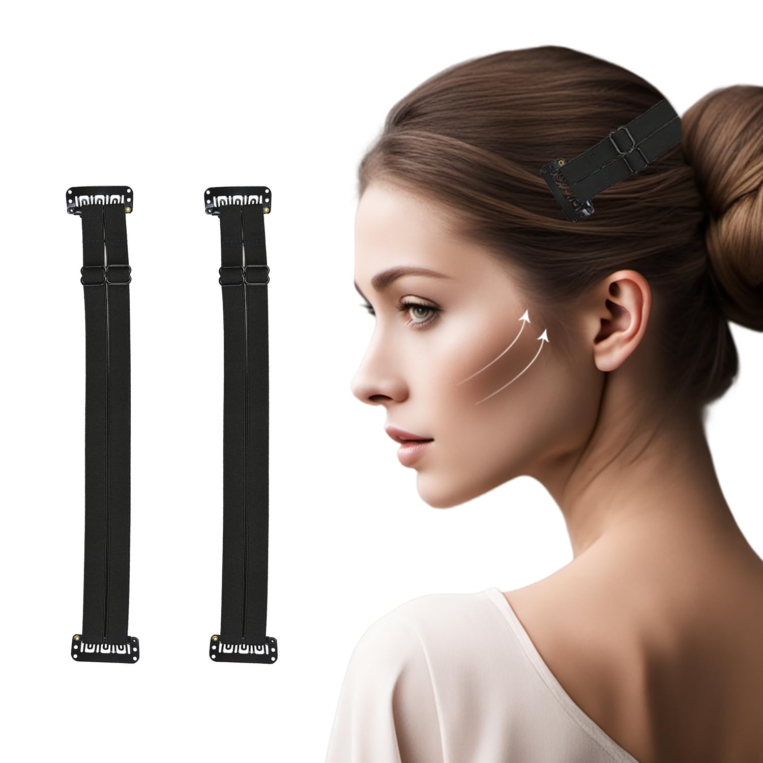 BANDAS FACIALES YTBYT CON CLIPS AJUSTABLES 24CM NEGRO DOBLE - 1